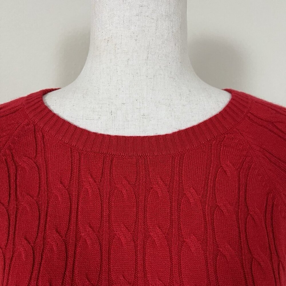 Red Cable Knit Sweater Womens Size 1X Soft Cozy Christmas Holiday Croft & Barrow - Picture 4 of 14